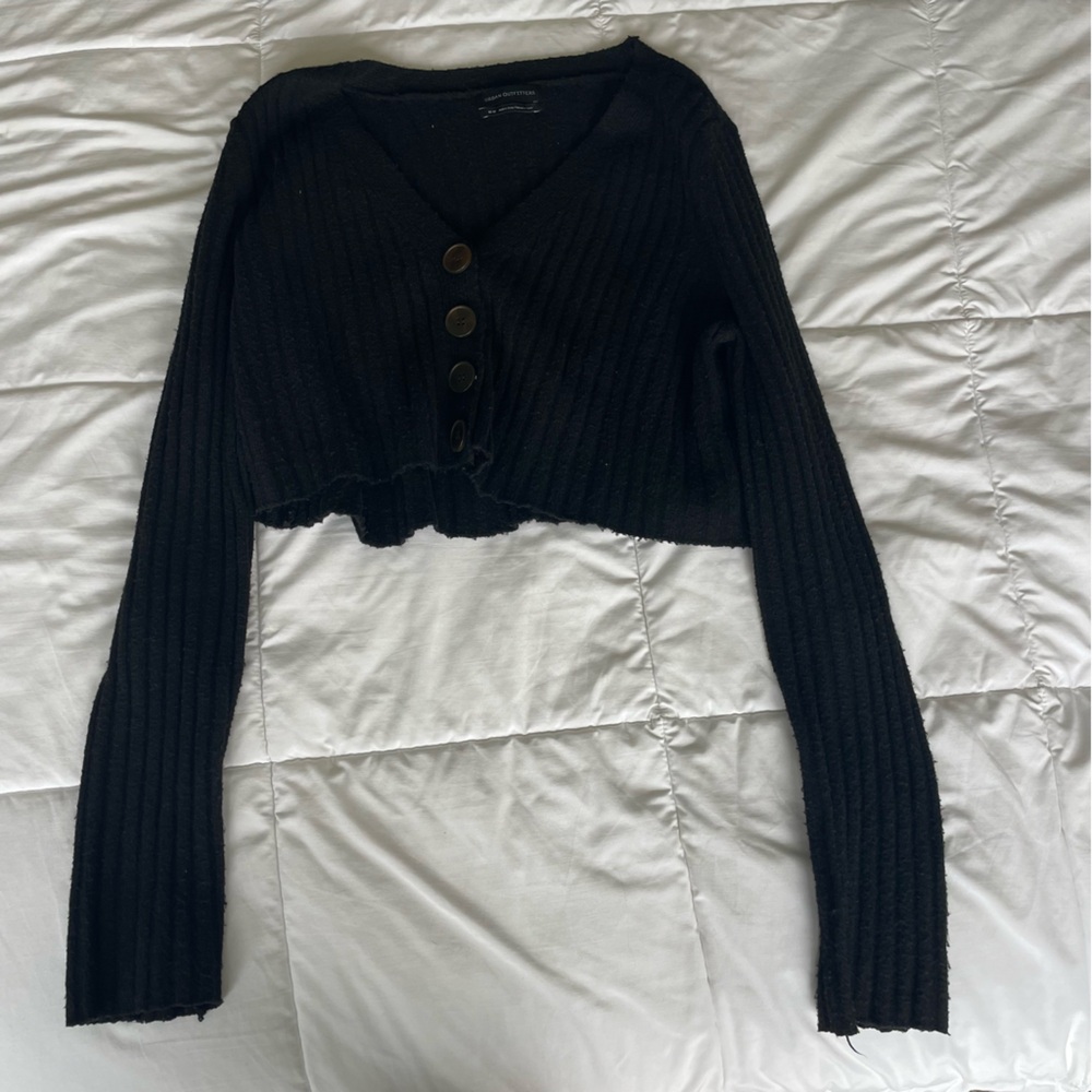 Urban Outfitters Black Ribbed Knit Sweater Cropped